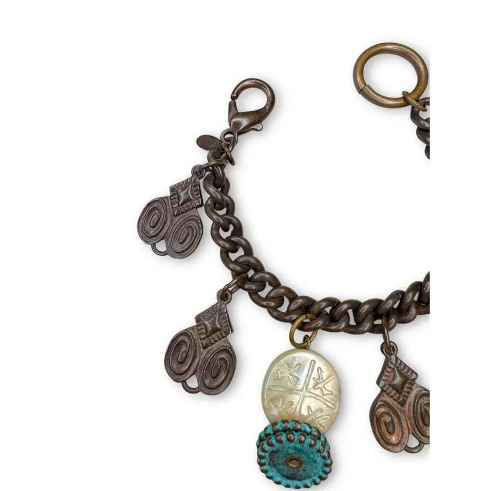 Kate Hines Chunky 80s Copper Charm Bracelet - Picture 7 of 9